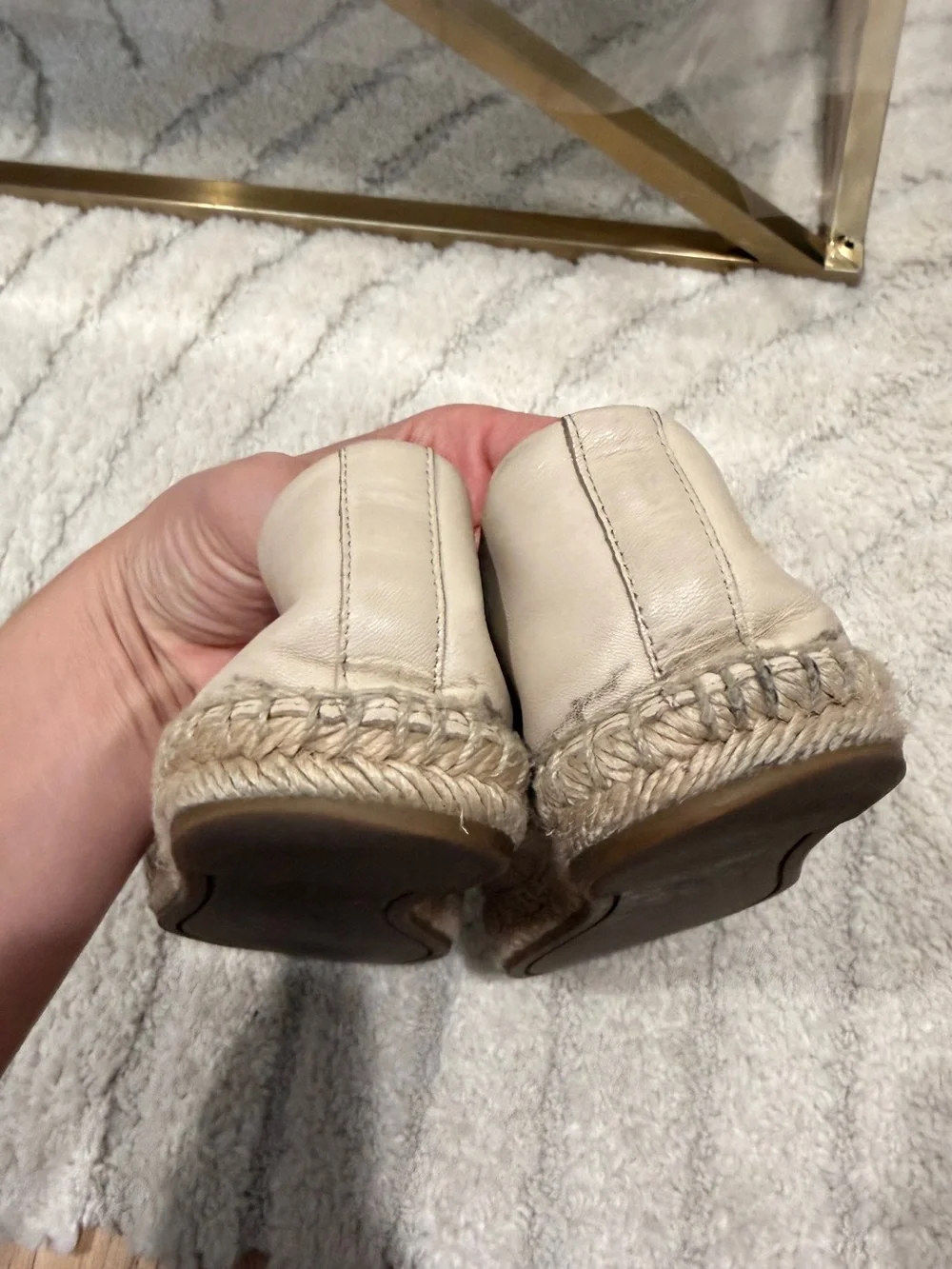 Tory Burch Colorblock Beige and Black Leather Espadrille Flats in sz. 8